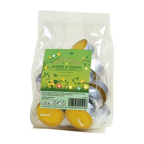 Cereria Di Giorgio Tealight alla Citronella Ø 3,6 cm H. 1,7 cm (12pz) - Durata 3,5 ore