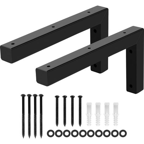 2X Heavy Duty Metal Basin Console Corner Wall Console 300x150mm with Mounting Hardware for Basin and Wall Shelf - Black (1/5)