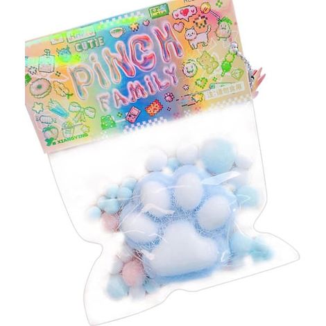 Taba Patte de Chat Squishy, Jouet Anti-Stress Kawaii pour les Amoureux des Animaux BleuBleu (1/5)