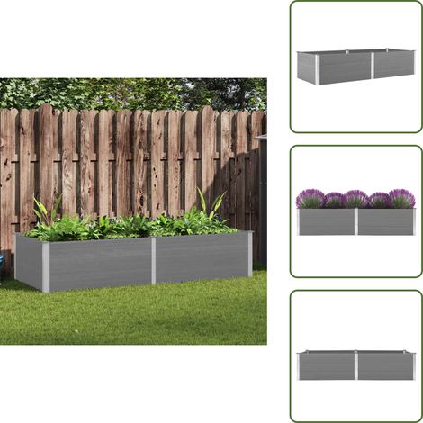 Lit surélevé de jardin 250x100x54 cm WPC Gris - Jardinière - Pot De Fleurs Extérieur - Bac À Fleurs - Lit Surélevé - Jardin Vertical (1/5)