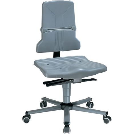 Chaise de bureau tournante Sintec B, roulettes en PP, gris, réglable de 430 à 580 mm (1/5)