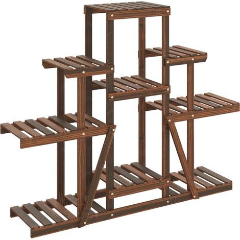 Support à fleurs meuble plante 110 x 25 x 96 cm bois massif de sapin marron (1/5)