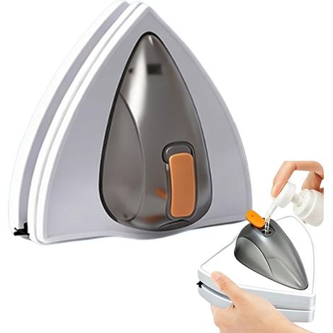 Nettoyeur magnétique pour vitres Raclette Grattoir Triangulaire pour  avec réservoir d'eau(épaisseur du verre de 3 à 8 mm), nettoyeur magnétique double face Pour Extérieur Salle De Bain Aquarium Écran (1/5)
