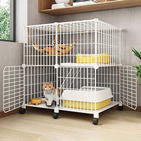 Large Indoor Cat Cage with Universal Wheel Ideal Exercise Playpen for 1 to 3 Cats 75x39x76cm (1/4)