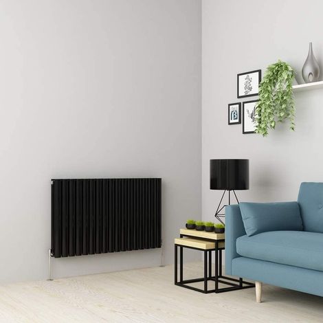 Warmehaus Black Oval Radiator Horizontal Double Panel 600x1003mm
