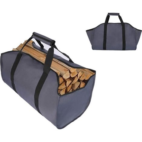 Sac fourre-tout en toile pour bois de chauffage, extra large, durable, idéal pour les cheminées, poêles à bois, bûches, camping, aménagement paysager (1pcs, GRAY) (1/4)