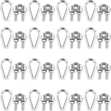 20 Pièces Serre Câble en Acier Inoxydable, M5 U Boulon Clip, Serre Cable Inox pour Câbles Métalliques 5mm, pour Fixation de Cordes et Suspension de Voiles d'Ombrage (M4) (1/5)