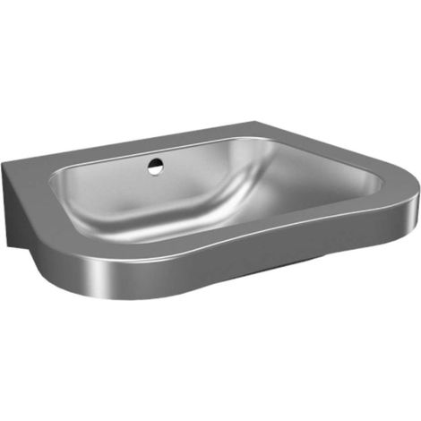 Sanela - Barrierefreier Waschtisch 620x505 mm, ohne Hahnloch, Edelstahl matt SLUN 66 (1/2)