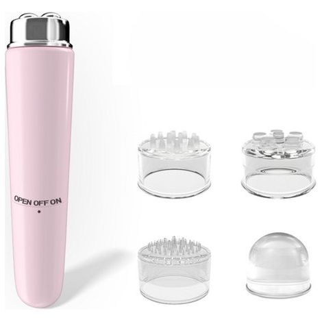 Appareil de massage facial électrique 4 en 1 – Mini masseur facial pour massage et soin du visage – Aide à raffermir et lisser la peau – Appareil compact pour soins du visage – Rose (1/5)