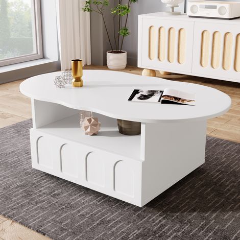 Table basse en forme de nuage avec tiroirs et compartiments de rangement (1/5)