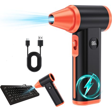 Souffleur à Air Comprimé Électrique Rechargeable – Mini Souffleur à Poussière Sans Fil à 130000 tr/min, Sèche-Jet Ventilateur Turbo Portable pour PC, Clavier, Voiture, Maison et Bureau, Couleur Noir-O (1/5)