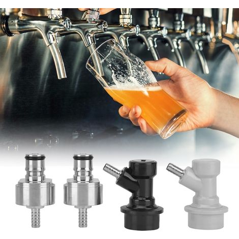 2 bouchons de carbonatation en acier inoxydable avec 2 connecteurs à bille à embout cannelé pour le brassage de la bière (1/5)