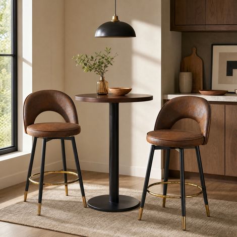MEUBLIV Sgabello da bar 47,4 x 44 x 92 cm marrone, girevole a 360°, set di 2 (1/5)