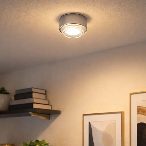 LED Aufbauleuchte Deckenlampe Aufbauspot Flurleuchte Deckenstrahler, Metall silber, 1W 85Lm warmweiß, DxH 4x3,2 cm