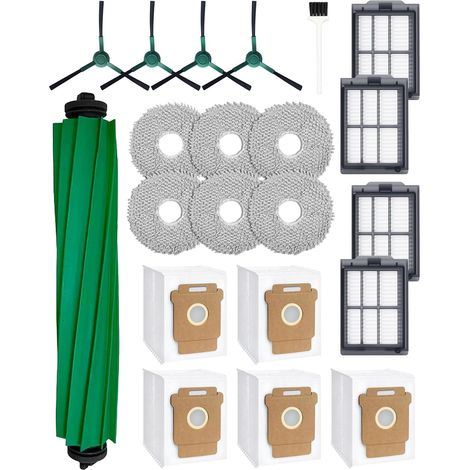 21 kits de accesorios para la aspiradora robot iRobot Roomba Plus 405/505 Combo: 1 cepillo principal, 4 cepillos laterales, 4 filtros HEPA, 5 bolsas para aspiradora, 6 paños de limpieza, 1 cepillo. (1/5)