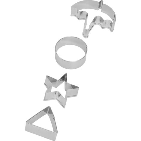 5-teiliges Set Zucker-, Süßigkeiten- und Kuchenformen aus Edelstahl, Keks- und Schokoladenformen für Spiele und Unterhaltung, Silber (1/5)