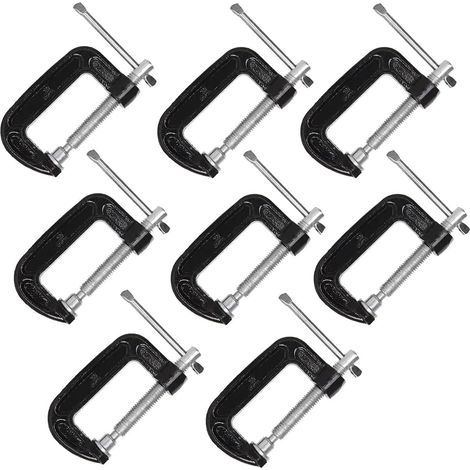 Lot 8 Serre-joints en C 5,1 cm – Acier Robuste – pour Bois, Soudage, Construction (1/5)