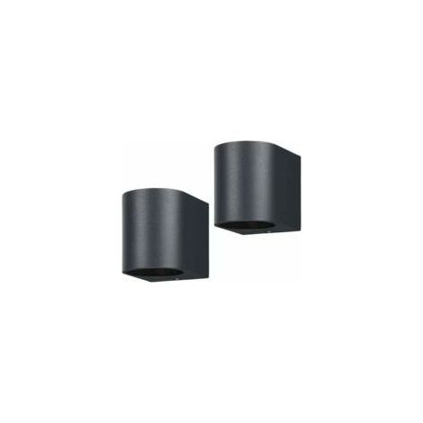 Applique Murale Exterieur Lot de 2, Gris Anthracite GU10 Aluminium Up Down Eclairage Exterieur, IP44 Étanche Luminaire Lumiere Lampe Exterieur pour Jardin, Cour, Patio, Balcon, Terrasse, Garage-Crezuo (1/5)