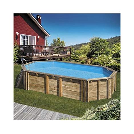 PISCINA GRE OVALADA DE MADERA SUNBAY POOL ORANGE 800007 7.55 MTS X 4.56 MTS X 1.46 MTS DE ALTO (1/5)