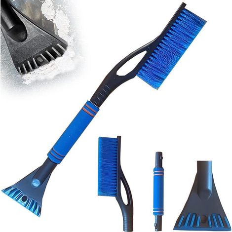 Cepillo para nieve de coche, raspador de hielo y cepillo para nieve 2 en 1, raspador de nieve y escoba para nieve desmontables, pala telescópica para hielo de coche, para coches, camiones, SUV y vehíc (1/5)