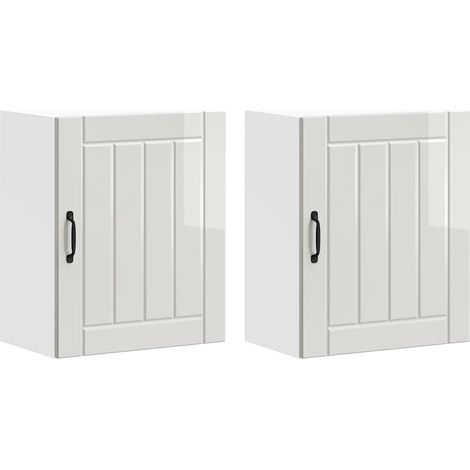 Maison Exclusive - Pensili da cucina 2 pz Lucca in Legno Multistrato Bianco Lucido