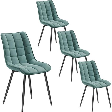 WOLTU 4x Sedia da Pranzo Retro Velluto Senza Braccioli Salotto Imbottite Cucina Turchese