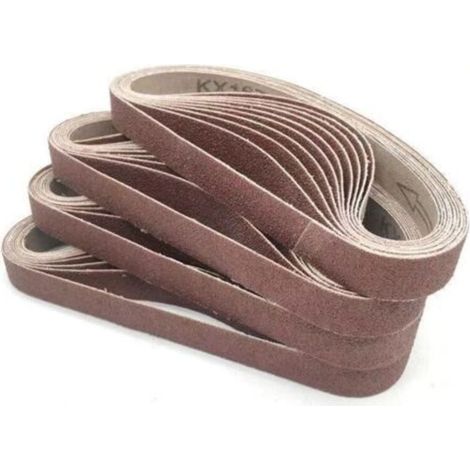[NEVER USED] Pack of 40 abrasive belts, 15mm x 452mm, 60 grit, aluminum oxide - For woodworking, metal polishing, knife sharpening