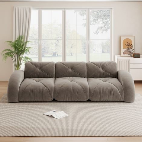 Canapé sans cadre, très grand canapé modulaire 3 places, tissu chenille confortable, adapté au salon, design antidérapant, aucun montage requis, brun (1/5)