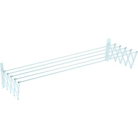 Séchoir à Linge Mural Extensible Acier Plastifié Blanc 80 x 13,5-78 x 26,5 cm