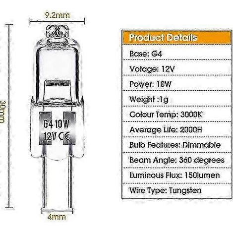 20er-Packung 10W 12V warmweiße Halogenlampen - G4-Glühbirnen Edition 0620