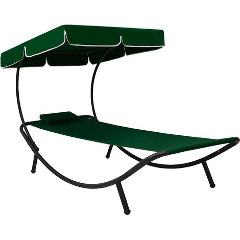 vidaXL Tumbona de jardín con toldo y cojín verde (1/5)