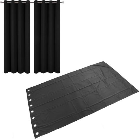 Verdunkelungsvorhänge ohne Bohren, schwarz, 132 cm (B) x 213 cm (L) (1/5)