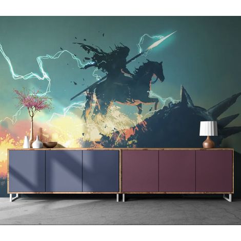 Papier peint dark fantasy cavalier de l orage - 150 x 250 cm (1/2)