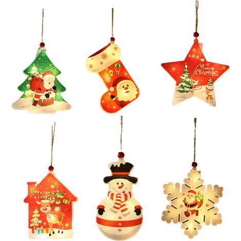 Lot de 6 décorations de Noël LED, guirlande lumineuse, intérieur, extérieur (1/5)