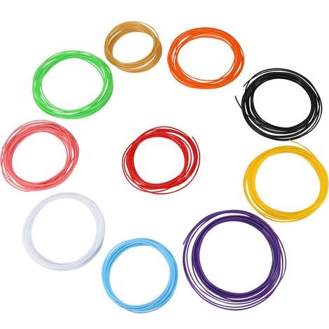 Packung mit 10 Farben PLA-Filament (1,75 mm) für 3D-Drucker, 5-m-Spule, Kunststoffverbrauchsmaterial (1/5)