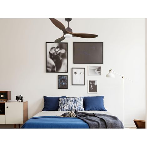 Ouray 2 de Klassfan - Ventilateur de plafond et destratificateur moteur DC Laiton avec Lumière pales bois foncé 10 à 20 m² (1/5)