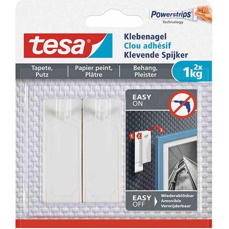 tesa Klebenagel Traglast 1 kg, 2 Stück Haken, Ösen & Nieten