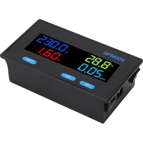 Voltmètre-ampèremètre numérique multifonction 8 en 1 avec écran LCD couleur et moniteur d'énergie CA 60-300 V 20 A (1/5)
