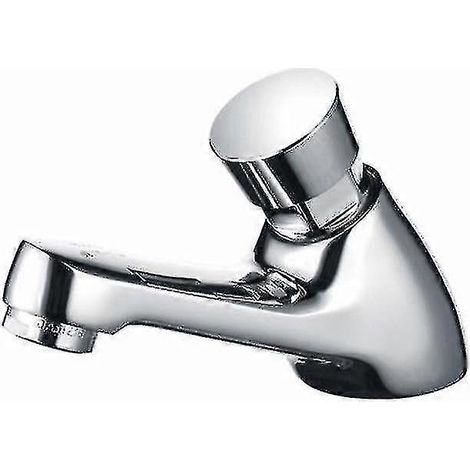 Robinet à fermeture automatique chromée avec temporisation et économie d'eau pour évier de cuisine ou de salle de bain, usage intérieur et extérieur (1/3)