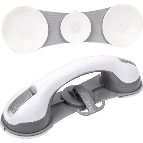 Lot de 2 barres d'appui pour personnes handicapées avec 3 ventouses - Poignées de sécurité pour les personnes handicapées dans les salles de bains, les douches et les baignoires-AquaForge (1/5)