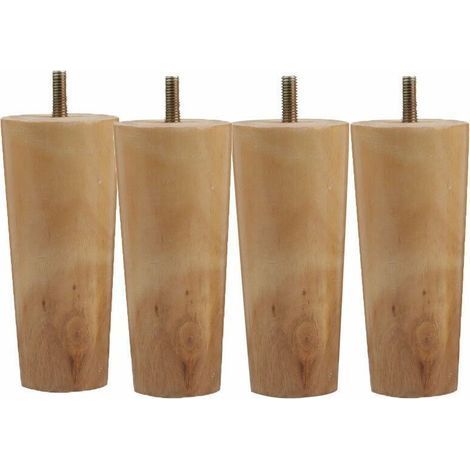 Stück Massivholz-Möbelbeine, 12 cm hohe Holzfüße für Sofas, Ersatz-Möbelbeine aus Holz, konische Möbelbeine mit M8-Schraubbefestigungsplatte, rutschfeste Pads für Esstische und Schränke (1/5)