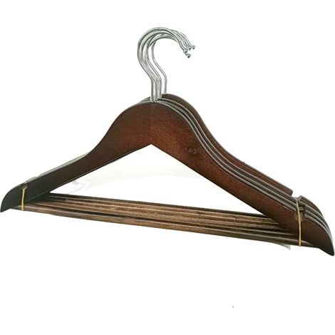 Cintre en bois massif antidérapant, cintre d'hôtel en bois sans couture, pince à pantalon, support à vêtements, cintre rétro pour vêtements d'enfants (1/5)