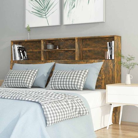vidaXL Mueble cabecero color roble ahumado 160x19x103,5 cm (1/5)