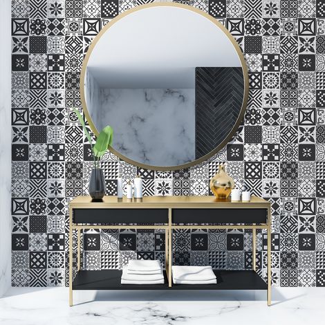 Sticker Mural Carrelage adhésif Cuisine Salle de Bain - 30 STICKERS CARREAUX DE CIMENT AZULEJOS AMBROSIO - 30stickers15x15cm (1/5)