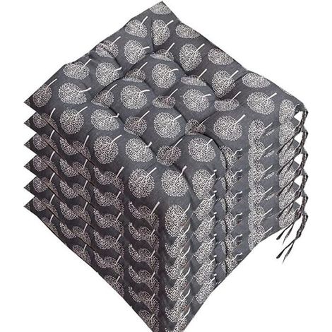 6 coussins de chaise, motif botanique, polyester 40x40 cm, décoration intérieure salle à manger (1/4)