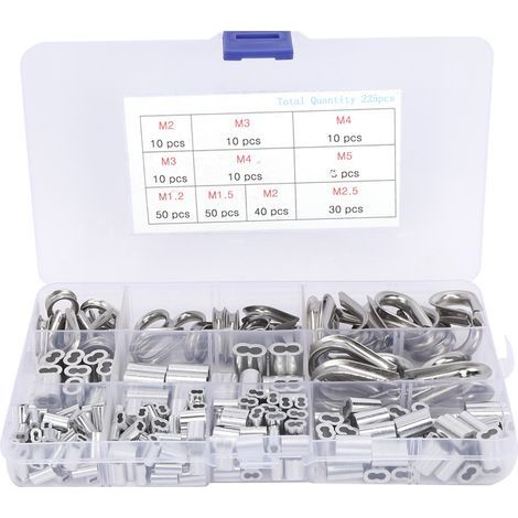 225pcs Manchons de Boucle à sertir M1.2 M1.5 M2 M2.5 M3 M4 M5 pour Câble Acier avec Cosses M2 M3 (1/5)