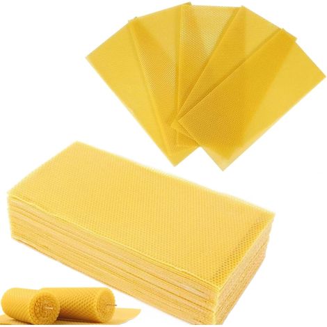 Plaques de cire gaufrées pour ruche, 30 pièces, nid en cire d'abeille, fournitures apicoles, plaques profondes non toxiques (8 1/3 x 16 5/7 pouces) (1/5)