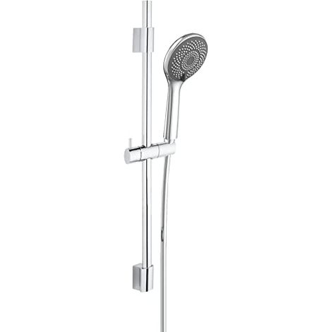 Wenko 25452100 Set Doccia Salva-Acqua, Binario Doccia con 3 Tipi di Getto Soffione Doccia e Tubo Flessibile, Cromato (1/5)