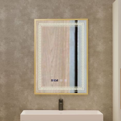 Miroir LED Desembuage Temperature 60x80 Cadre Dore Brosse (1/5)
