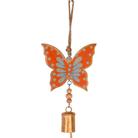 Campana decorativa in legno da appendere con farfalla, decorazione per la casa, stile etnico, ideale come regalo